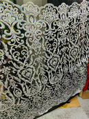 Holographic Silver Damask Geometric Sequins - 4 Way Stretch Sequins Sold BTY