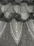 Iridescent Fringe Sequins on a Mesh, Fringe Design Embroidered on a Mesh 4way Stretch Fancy Sequin-Prom-Gown( Choose The Size )