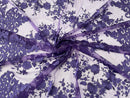 Purple Floral Bridal Lace - By The Yard - Damask Design Embroidered on Mesh Lace Fabric