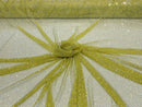 Fishnet Iridescent Rhinestones Fabric - Yellow - Spandex Fabric Fish Net with Crystal Stones by Yard