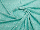 Mint Sequins Fabric on Stretch Velvet - By The Yard - all Over 5mm Sequins 58”/60