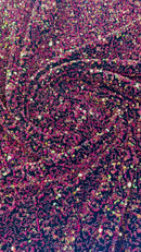 Multi color Sequins Fabric on Black Stretch Velvet - By The Yard - all Over 5mm Sequins 58”/60