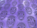 Big Skull Vinyl Fabric - Purple - Skull Print Vinyl Fabric, Upholstery, Faux Leather 54” Sold By Yard