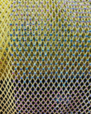Fishnet Iridescent Rhinestones Fabric - Yellow - Spandex Fabric Fish Net with Crystal Stones by Yard