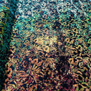 Iridescent green/Orange Sequin on Stretch Velvet With Two Tone Sequins all Over 5mm Shining Sequins Flip By The Yard