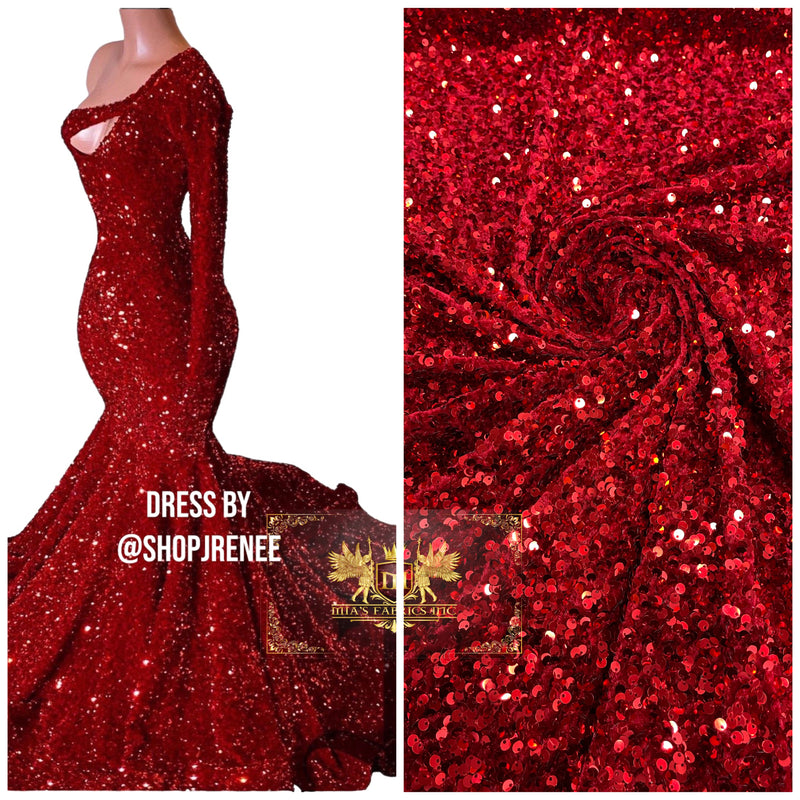 red sequin fabric for dress New Red Sequin Fabric by the Yard/ 4 Way Stretch Sequin Fabric/ Embroidered Fabric/sequins Lace Fabric/ ON Red Mesh Fabric