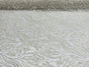 Off White Bridal Lace, Beaded Fabric - by the yard - Embroidered Design with Beads and Sequins