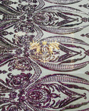 Purple Iridescent Sequin Fabric on Nude Mesh 4 Way Stretch Sequins Fabric Sold By The Yard