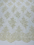 Flower Lace Fabric - by yard - Floral Clusters Embroidered Lace Mesh Fabric