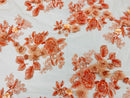 Orange 3D Floral Design Embroider and Beaded With Pearls On a Mesh Lace-Prom-Dresses By The Yard