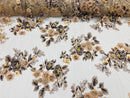 Skin/Brown 3D Floral Design Embroider and Beaded With Pearls On a Mesh Lace-Prom-Dresses By The Yard