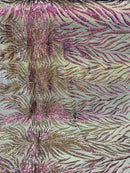 Purple Iridescent Sequin, by the yard - Nude Mesh 4 Way Stretch Sequin Fabric Spandex Mesh