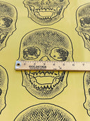 Big Skull Vinyl Fabric - Gold - Skull Print Vinyl Fabric, Upholstery, Faux Leather 54” Sold By Yard