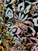 Iridescent unicorn/Gold Sequin on Stretch Velvet With Two Tone Sequins all Over 5mm Shining Sequins Flip By The Yard