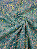 Clear Iridescent Sequin Fabric on Mint Stretch Velvet - by the yard | Sequins Velvet 2way Stretch