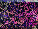 Iridescent Purple Sequin on Velvet With Two Tone Sequins all Over 5mm Shining Sequins Flip By The Yard