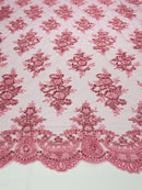 Flower Lace Fabric - by yard - Floral Clusters Embroidered Lace Mesh Fabric