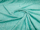 Mint Sequins Fabric on Stretch Velvet - By The Yard - all Over 5mm Sequins 58”/60