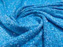 Aqua Blue Sequins Fabric on Stretch Velvet - By The Yard - all Over 5mm Sequins 58”/60