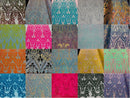 Iridescent Sequins Fabric on Mesh - by the yard - Damask Design 4 Way Stretch Sequin Fabric