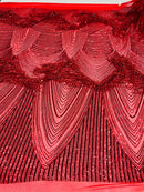 Iridescent Fringe Sequins on a Mesh, Fringe Design Embroidered on a Mesh 4way Stretch Fancy Sequin-Prom-Gown( Choose The Size )