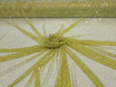 Fishnet Iridescent Rhinestones Fabric - Yellow - Spandex Fabric Fish Net with Crystal Stones by Yard