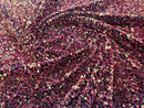 Multi color Sequins Fabric on Black Stretch Velvet - By The Yard - all Over 5mm Sequins 58”/60