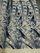 Multi Color Iridescent Sequins - Damask Net Fancy Design 4 Way Stretch Fabric By Yard