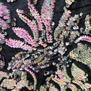 Pink iridescent/Silver Sequin on Stretch Velvet With Two Tone Sequins all Over 5mm Shining Sequins Flip By The Yard