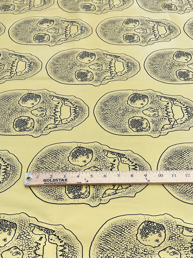 Big Skull Vinyl Fabric - Gold - Skull Print Vinyl Fabric, Upholstery, Faux Leather 54” Sold By Yard