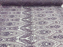 Beaded Fabric, Lt Lilac Damask Design Embroidered with Beads Wedding Bridal Sold By Yard