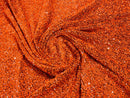Burnt Orange Sequins Fabric on Stretch Velvet - By The Yard - all Over 5mm Sequins 58”/60