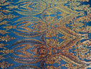 Orange Iridescent Sequins Fabric on Mesh, Damask Design 4Way Stretch Sequin By The Yard