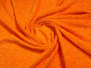 Neón Orange Sequins Fabric on Stretch Velvet - By The Yard - all Over 5mm Sequins 58”/60
