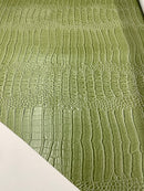 Faux Crocodile Vinyl Fabric - Green - High Quality Vinyl Sold by The Yard