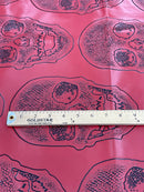 Big Skull Vinyl Fabric - Red - Skull Print Vinyl Fabric, Upholstery, Faux Leather 54” Sold By Yard