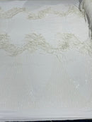 Iridescent Fringe Sequins on a Mesh, Fringe Design Embroidered on a Mesh 4way Stretch Fancy Sequin-Prom-Gown( Choose The Size )