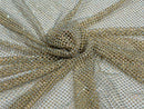 Iridescent Rhinestones Fabric On Champagne 4way Stretch Net Fabric,Fish Net with Crystal Stones By Yard