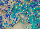 Circle Jumbo Paillette Sequins - Aqua/Blue Iridescent - Big Circle Hanging Sequins Design Fabric By Yard