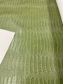 Faux Crocodile Vinyl Fabric - Green - High Quality Vinyl Sold by The Yard