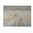 Aqua Iridescent Sequin on Blush Stretch Velvet With Sequins 2-Way Stretch(Pick a Size)