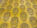 Big Skull Vinyl Fabric - Yellow - Skull Print Vinyl Fabric, Upholstery, Faux Leather 54” Sold By Yard