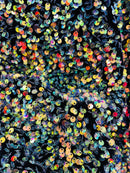 Iridescent Clear Sequins on Black Stretch Velvet 2-way Stretch 58/60”By The Yard