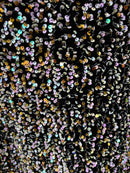 Iridescent Pink/Gold Sequins on Black Stretch Velvet 2-way Stretch 58/60”By The Yard