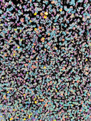 Iridescent aqua Sequins on Black Stretch Velvet 2-way Stretch 58/60”By The Yard